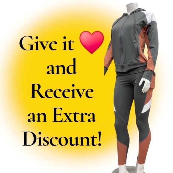 3-Piece Set Women's Activewear Leggings, Hoodie & Top Color Block Size Large - Picture 10 of 10